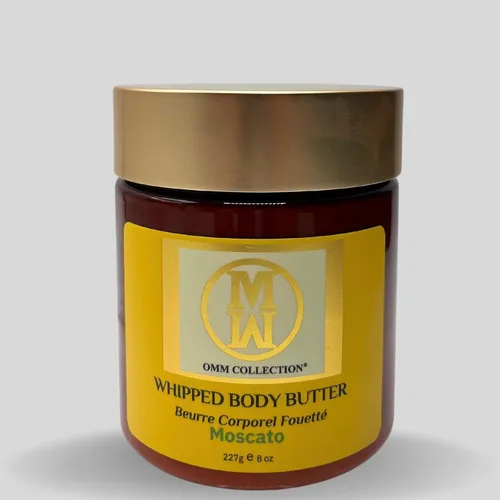 Vista 6 de OMM Collection Soufflé de mantequilla corporal batida natural para piel seca y dañada - Manteca de karité batida con vitamina E y A, aceite de coco