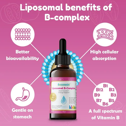 Vista 2 de Nuvamin - Gotas de complejo B liposomal líquido para niños, bebés y adultos, 2 onzas líquidas (2.0 fl oz), 120 porciones diarias. B1, B2, B3, B5