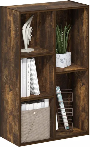 Vista 74 de Furinno PASIR - Estantería de libros de 2 niveles, estantería moderna de 9 x 12 x 21, estanterías abiertas para sala de estar, dormitorio, oficina
