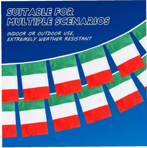 Vista 5 de 16.4 ft Bandera italiana Bunting poliéster Italia Bunting Decoración para eventos deportivos Fiestas callejeras Festivales y celebraciones 5.5x8.3 in