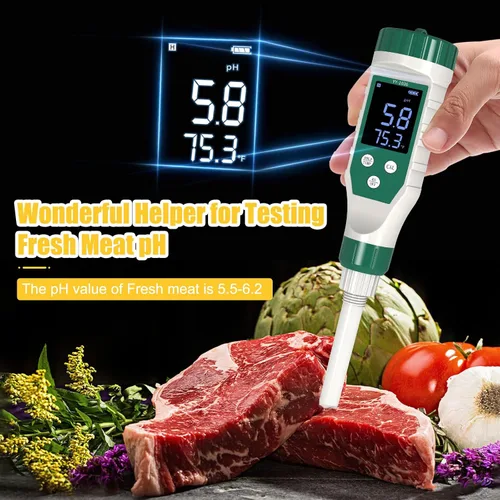 Vista 4 de Medidor digital de pH para alimentos, probador de pH de alimentos con sonda de pH de alta precisión para masa madre y pan, medidor de pH