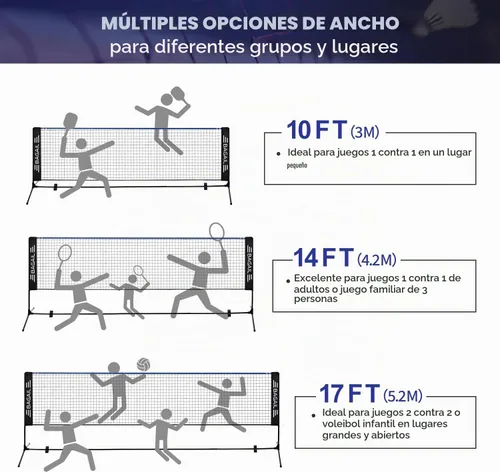 Vista 3 de BAGAIL Badminton Net, Height Adjustable (Up to 5.1')