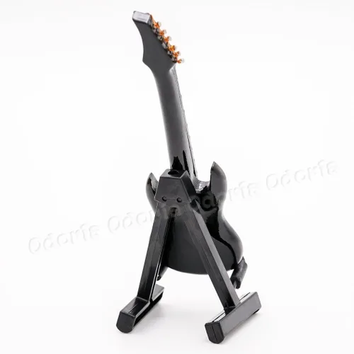 Vista 5 de Odoria 1/12 Guitarra Eléctrica Miniatura Casa de Muñecas Instrumentos Musicales Accesorios, Negro