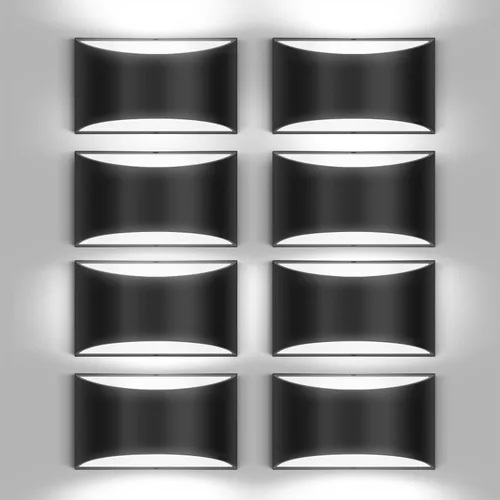 Vista 17 de Juego de 2 apliques de pared LED modernos negros con cable para interiores, luces de montaje en pared arriba y abajo, para sala de estar