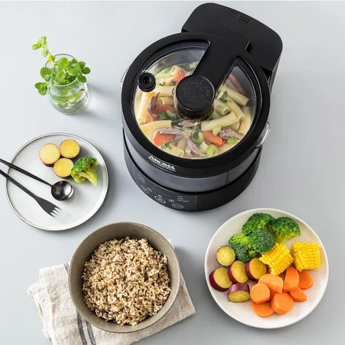 Vista 7 de Aroma Housewares Multicooker SmartCarb profesional de 8 tazas (cocidas) y vaporizador de alimentos con bloqueo de sabor para arroz y granos bajos