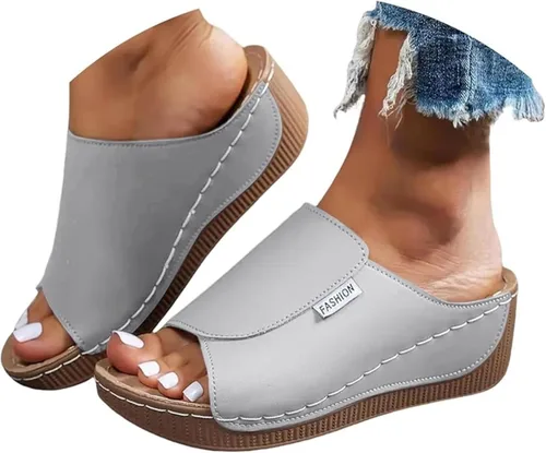 Vista 8 de Sandalias ortopédicas para mujer, con plataforma elegante, cómodas, ortopédicas, informales, para verano, con soporte de arco