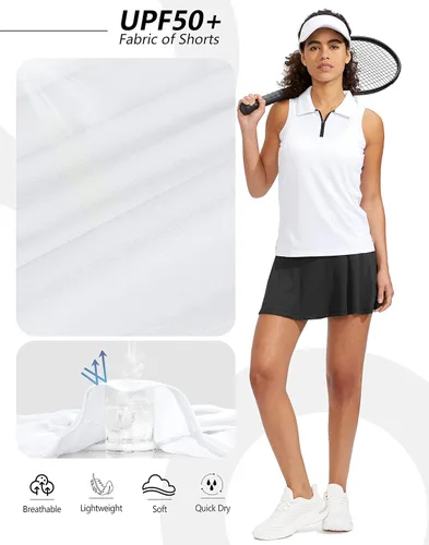Vista 5 de Viodia Camiseta de golf sin mangas para mujer, con cremallera, de secado rápido, camisetas polo para mujer, ropa de golf