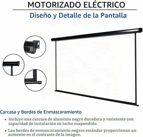 Vista 5 de Kayle Pantalla de proyector motorizada de 110 pulgadas, pantalla de proyección automática diagonal eléctrica, pantalla de películas HD para cine