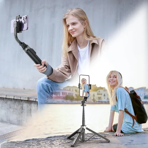 Vista 9 de Trípode para palo de selfie de 51 pulgadas, soporte extensible para teléfono celular con control remoto, trípode de viaje de aleación de aluminio