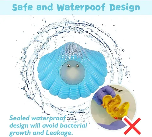 Vista 3 de Juguetes de baño para niños pequeños de 1 a 3 años, sin agujeros, bonitos juguetes de bañera de goma flotante con luz LED colorida intermitente
