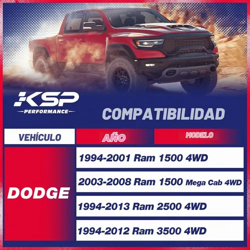 Vista 2 de KSP - Kits de elevación delantera de 2.5 pulgadas para Ram 4WD, espaciadores de resorte helicoidal de acero de 2.5 pulgadas, 2 piezas kits