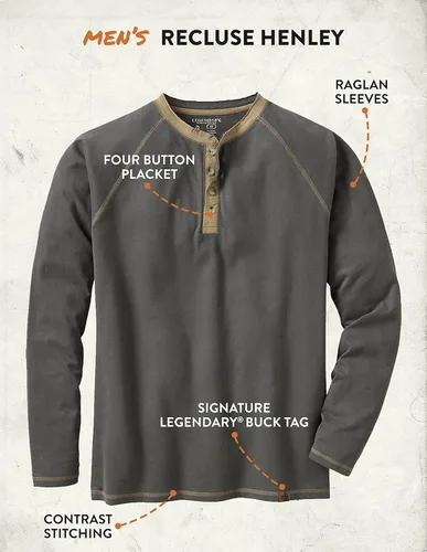 Vista 4 de Legendary Whitetails - Camiseta de manga larga para hombre Recluse Henley