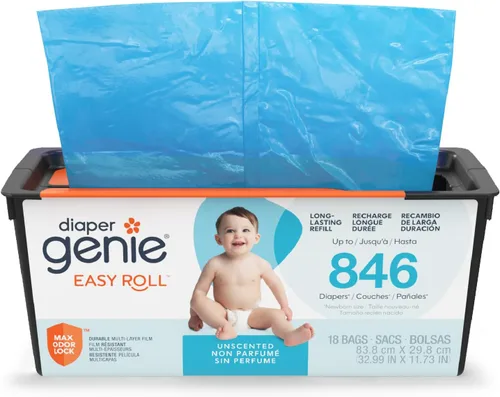 Vista 14 de Diaper Genie Recarga fácil de enrollar 30 bolsas por recambio Capacidad para hasta 1410 pañales para recién nacidos Control de olores Bolsas