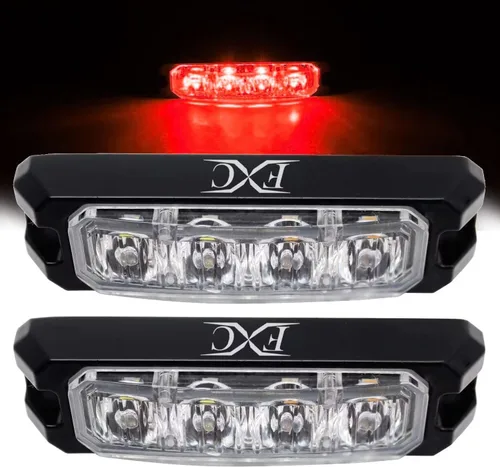 Vista 9 de Purishion - Luz estroboscópica con 4 luces LED color ámbar, impermeable, para barra de precaución, 10 patrones intermitentes, apto para automóvil