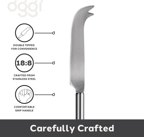 Vista 5 de Oggi Cuchillo de camarero, cuchillo de barra de 9.5 pulgadas/9.4 in, mango de acero inoxidable, hoja de acero inoxidable de doble punta, accesorios