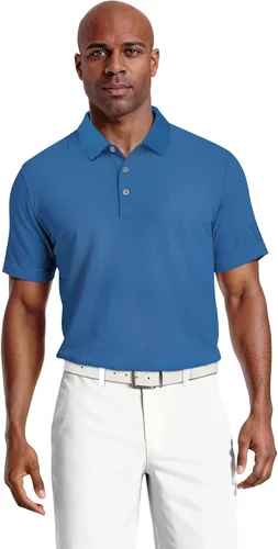 Vista 26 de PGA Tour Men's Airflux Solid Mesh Short Sleeve Classic Golf Polo Shirt Asfalto