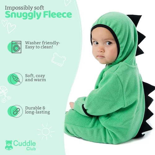 Vista 2 de Enterizo de vellón para bebé rómper con capucha para niño de una sola pieza, ropa de exterior, chaqueta