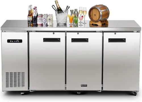 Vista 10 de BODEGA BODEGACOOLER - Enfriador comercial de barra trasera con 2 puertas sólidas, refrigerador de barra de altura de mostrador comercial de 12 pies