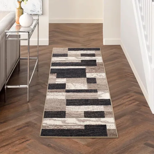 Vista 43 de Superior - Alfombra de pasillo, reverso de yute, moderna, geométrica, para dormitorio, oficina, sala de estar, entrada, suelo de madera dura