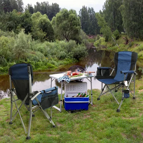 Vista 2 de Silla de Campamento para Adultos de Servicio Pesado, Sillas Portátiles para Patio y Césped al Aire Libre, Soporta 350 Libras, Respaldo Alto