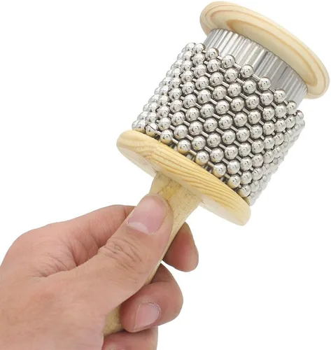 Vista 2 de Instrumento de madera de la percusión de la coctelera de la mano del estallido de Cabasa con los granos del metal