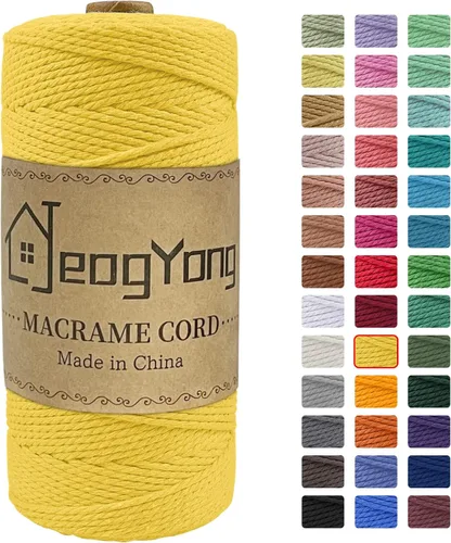 Vista 43 de JeogYong Cuerda de macramé de 0.078 pulgadas x 218 yardas, cuerda de algodón natural torcida de 3 hebras, cuerda de algodón de color para colgar