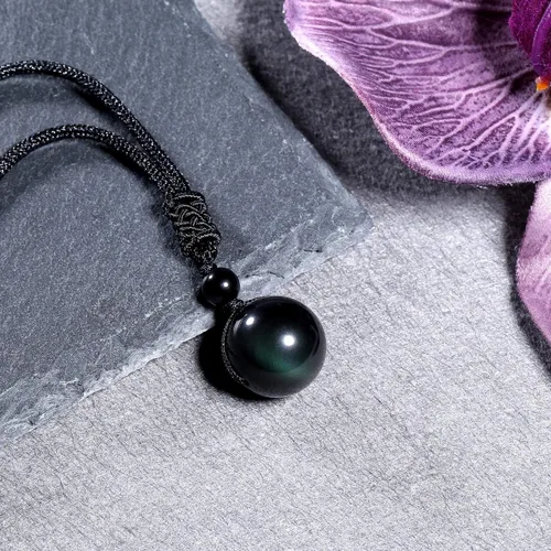 Vista 5 de Jovivi Juego de 3 collares de piedra de cristal curativo para hombres y mujeres, amatista natural, obsidiana negra, ojo de tigre, piedras preciosas