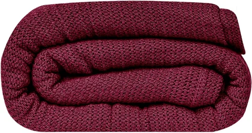 Vista 14 de Linteum Textile Supply Manta de tejido leno azul, tamaño Queen 100% algodón, ligera, cálida, esponjosa, suave y duradera, manta de cama premium