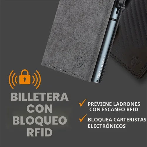 Vista 9 de Conceal Plus - Cartera desplegable para hombre, tarjetero delgado RFID Piel sintética - Gris y titanio