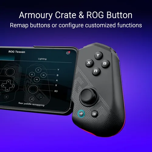 Vista 9 de ASUS ROG Tessen Mobile Gaming Controller – Android Phones ONLY, Foldable, Compact, Wired USB-C, Programmable, Fast Charging, RGB – for Call of Duty