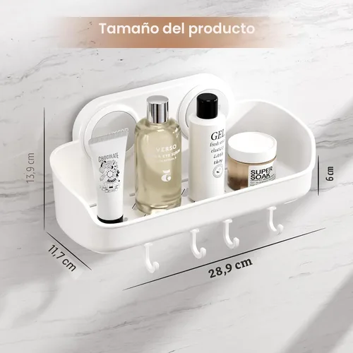 Vista 2 de LUXEAR Organizador de ducha con ventosa extraíble sin perforación, estante de ducha de baño, potente cesta organizadora de ducha, resistente al agua