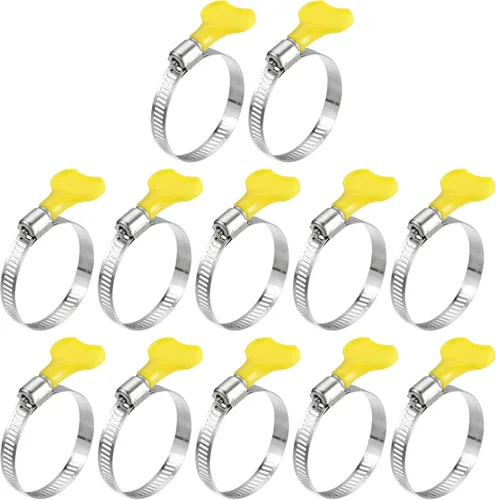 Vista 10 de uxcell Abrazadera de manguera de engranaje sin fin, 12 abrazaderas de manguera de acero inoxidable ajustables de 3/8 a 5/8 pulgadas con mango