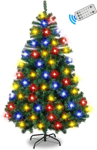 Vista 12 de Northroad Árbol de Navidad artificial preiluminado de 4 pies, árbol de Navidad preiluminado con 450 puntas de ramas y 100 luces con certificación UL