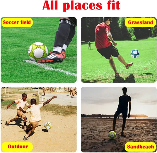 Vista 4 de Balón de fútbol tamaño 3,4,5 PU suave para práctica de entrenamiento, regalo para niños y niñas, viene con bomba y aguja