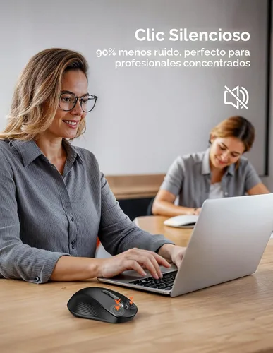 Vista 5 de TECKNET Ratón Bluetooth [USB + BT1 + BT2] Ratón inalámbrico para laptop, clic silencioso, diseño ergonómico, 4800 DPI Ratones de computadora