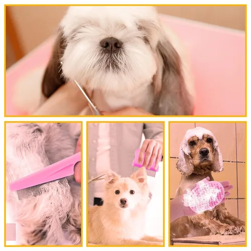 Vista 5 de Solución Completa de Aseo para Mascotas de Aiolpy - Kit de 9 Piezas con Cepillo Slicker, Herramienta Antinudos y Peine de Aseo para Todas las Razas