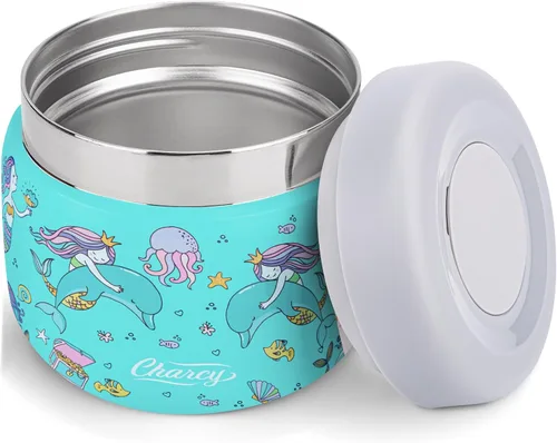 Vista 8 de Charcy Tarro de comida aislado de acero inoxidable para niños, termo de sopa de boca ancha a prueba de fugas, juego de recipientes para 8 horas