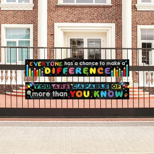 Vista 6 de Paquete de 2 carteles motivacionales para el aula, 9.5 x 61 pulgadas, cartel de mentalidad de crecimiento positivo e inspirador para preescolar