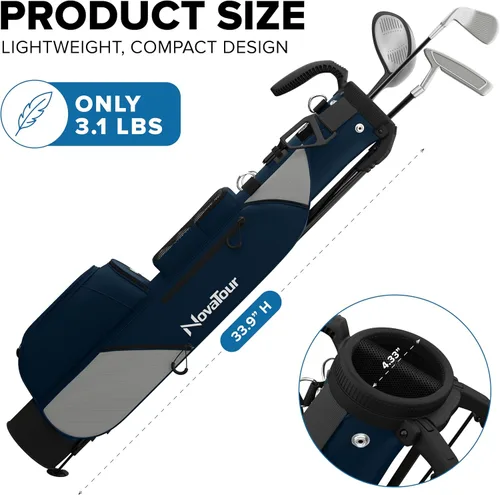 Vista 5 de Bolsa de golf ultraligera Premium Par 3 con doble correa, 6 bolsillos con cremallera para campos ejecutivos y par 3