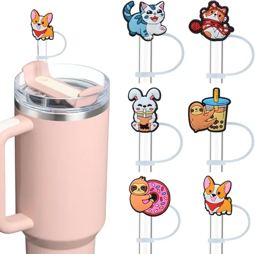 Vista 9 de Tapa superior de pajita de silicona de Navidad para vaso Stanley Cup de 30 y 40 oz, accesorios para termos, tapas de cubierta a prueba de polvo