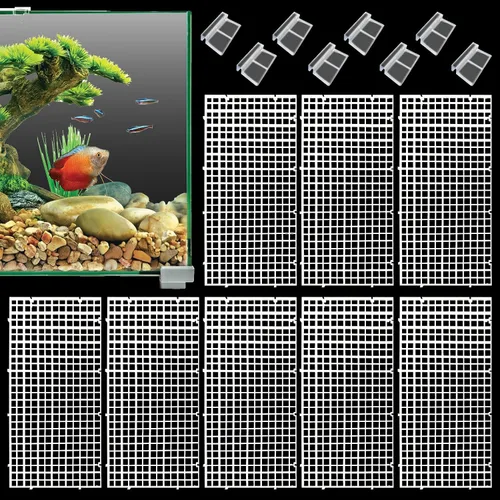Vista 7 de Hamiledyi Divisor de plástico para acuario con clips, panel de rejilla, tapa de acuario, capó, divisor de tanque de peces, filtro inferior