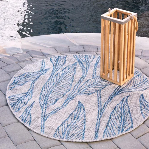 Vista 20 de Unique Loom Outdoor Botanical Collection Alfombra de área - Hoja (1.6 m x 2.4 m Rectangular, Carbón Marfil)