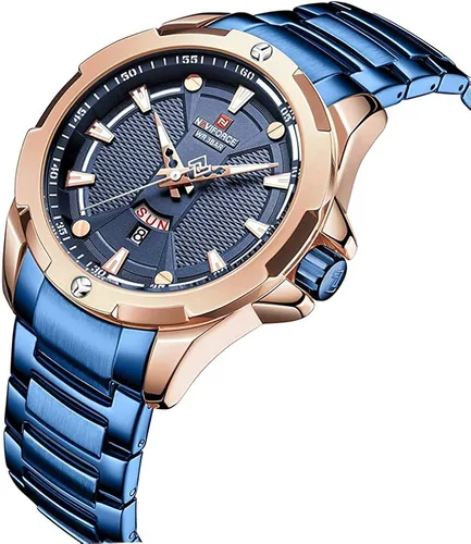 Vista 2 de NAVIFORCE - Reloj de pulsera de cuarzo analógico para hombre de acero inoxidable impermeable