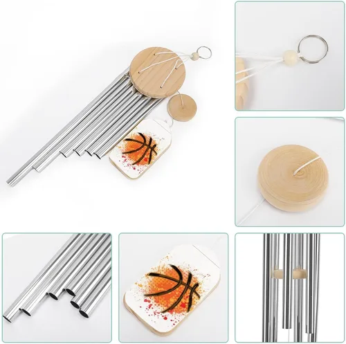 Vista 3 de Campanillas de viento de baloncesto para exteriores, de aluminio, para decoración de jardín y patio