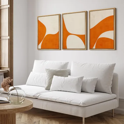 Vista 152 de SIGNFORD - Set de obras de arte en lienzo enmarcado para pared, ilustraciones abstractas de neblina del desierto en tonos neutros beige y marrón