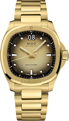 Vista 14 de MIDO Multifort TV Big Date - Reloj suizo automático para hombres - Caja de 40mm con respaldo transparente Verde sobre acero inoxidable