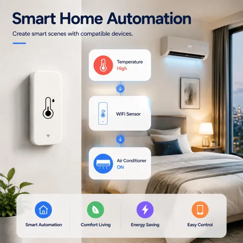 Vista 6 de Sensor de Temperatura y Humedad WiFi: Termómetro Higrómetro para Interiores con Alerta de Aplicación, Exportación Gratuita de Almacenamiento