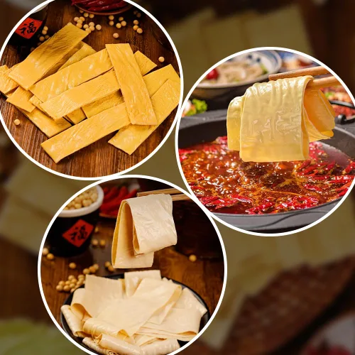 Vista 4 de SIJIYUNLI -Piel de tofu 120g/4.23oz Soja seca, entusiasta vegetariano, adecuado para ensalada fría o olla caliente, ingredientes de barra picante