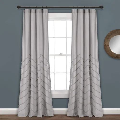 Vista 2 de Lush Decor Par de paneles de cortina de felpilla con cheurón gris claro (84 x 40 pulgadas)