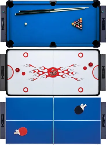 Vista 7 de Fat Cat 3-in-1 6' Flip Multi-Game Table Campo de juego de tela azul